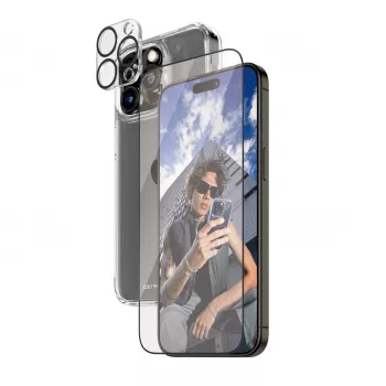 PanzerGlass ® 3-in-1 Bundle iPhone 15 Pro Max, Apple, Apple - iPhone 15 Pro Max, Dry application, Shock resistant, Transparent, 1 pc(s)
