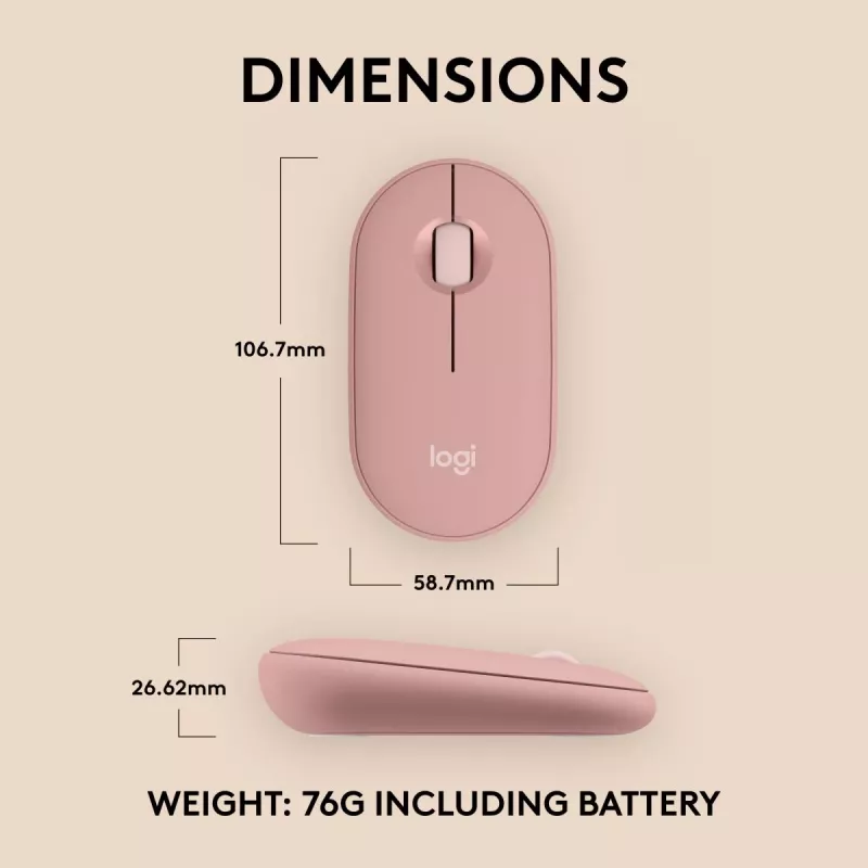 LOGITECH Pebble 2 M350s Wireless Optical Mouse Rose