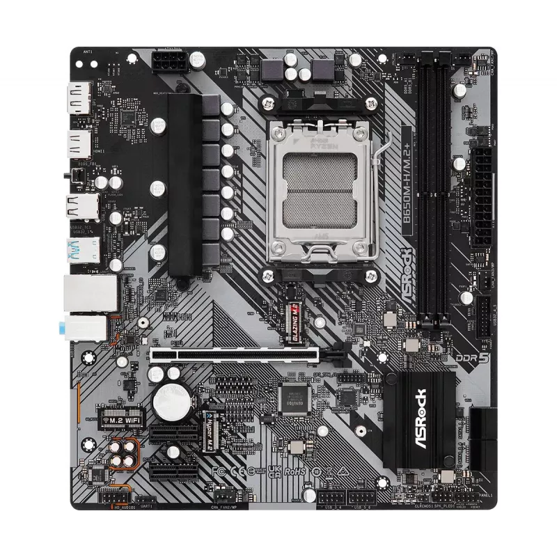 ASRock Motherboard B650M-H/M.2+ AM5 AMD B650 2 X DDR5 1 X HDMI 2.1 Tmds/frl 8g Compatible 1 X DisplayPort 1.4 With DSC mATX