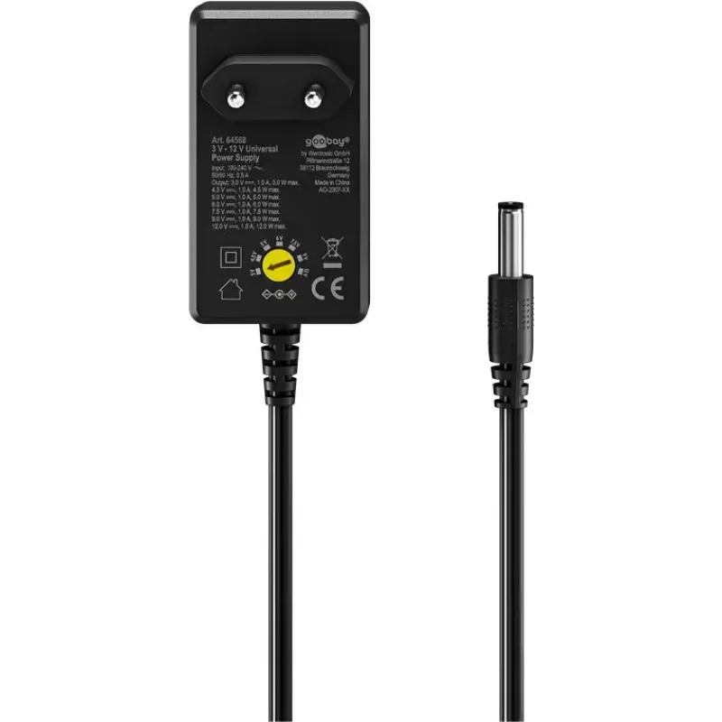 AC Adapter Goobay 64568 Universal Black 12V 2.25A 1.8m