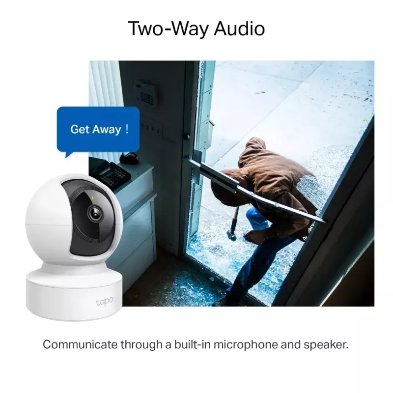 IP security camera TP-Link Tapo C212 — 3 MP (2304×1296), 107.5° diag, Wi‑Fi & Ethernet, PoE absent, MicroSD up to 512 GB, indoor ceiling/wall/desk mount
