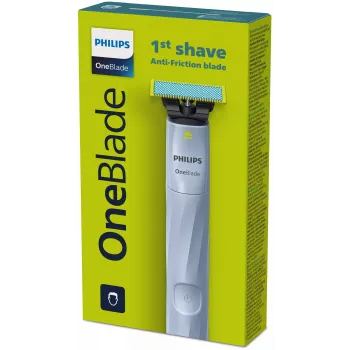 Foil shaver Philips Norelco OneBlade QP1324/20 — cordless blue foil shaver, 30 min runtime, USB charging, washable, contour-following