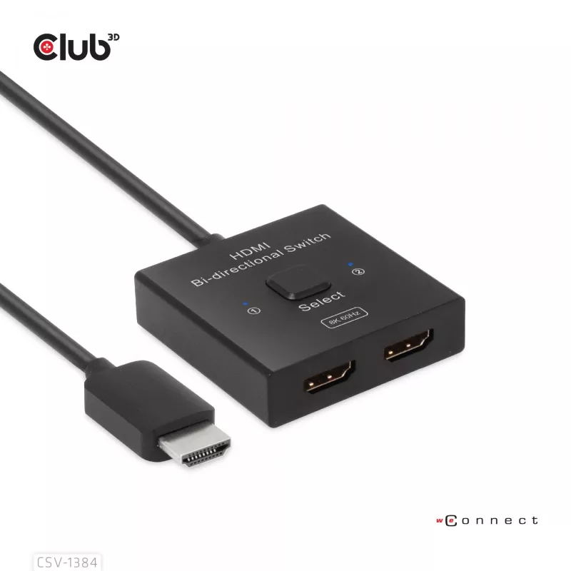 CLUB3D HDMI 2-in-1 Bi-directional Switch 8K60Hz 4K120Hz CSV-1384