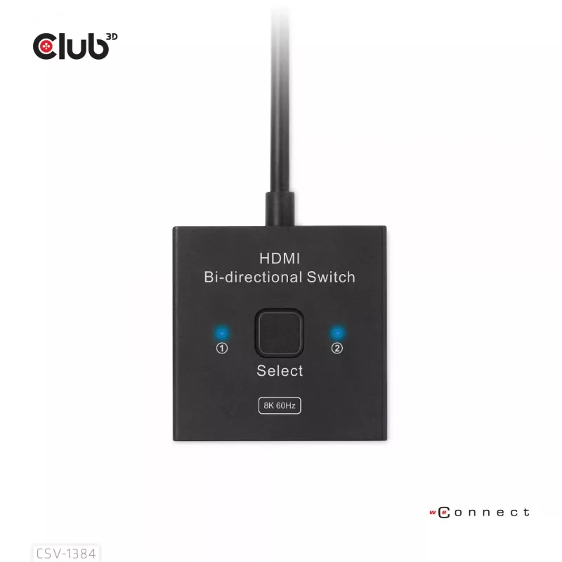CLUB3D HDMI 2-in-1 Bi-directional Switch 8K60Hz 4K120Hz CSV-1384