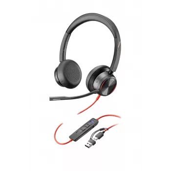 HP Poly Blackwire 8225 Stereo Microsoft Teams Certified USB-C Headset +USB-C/A Adapter