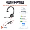 HP Poly Blackwire 3315 Monaural USB-C Headset +3.5mm Plug +USB-C/A Adapter