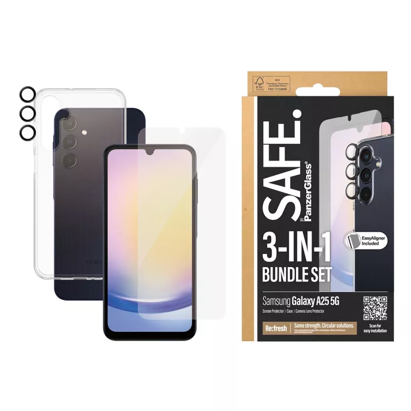 PanzerGlass SAFE. by ® 3-in-1 Protection Bundle Samsung Galaxy A25 5G