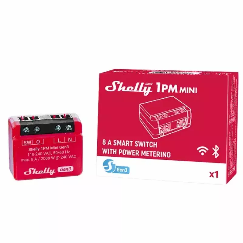 Smart switch Shelly 1PM Mini Gen3 1P Wireless 110-240V