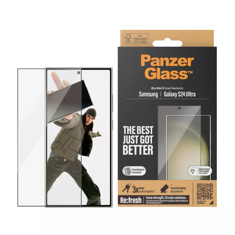 PanzerGlass ® Screen Protector Samsung Galaxy S24 Ultra | Ultra-Wide Fit w. EasyAligner