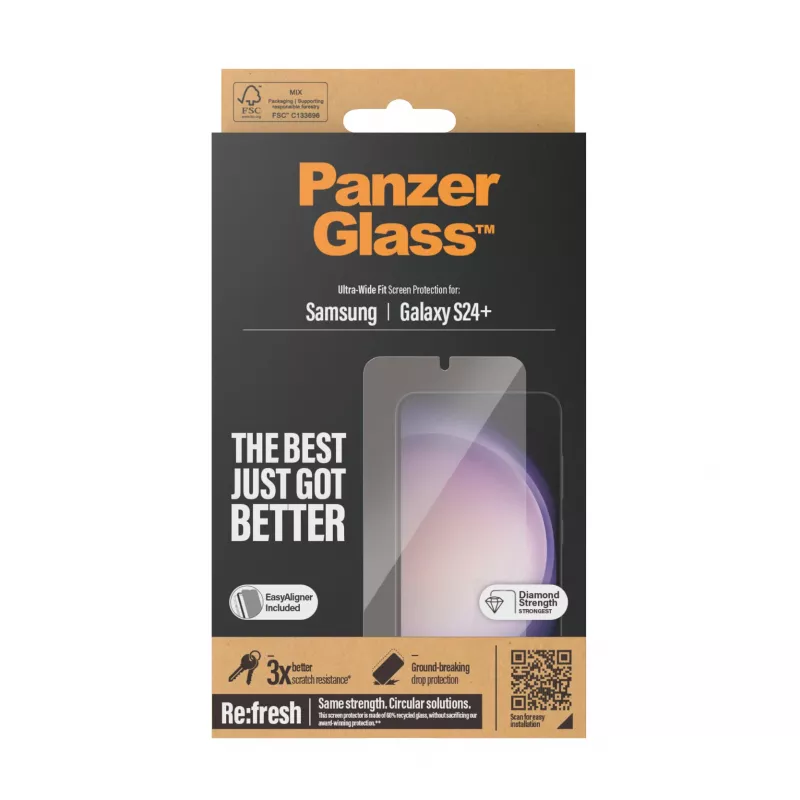 PanzerGlass ® Screen Protector Samsung Galaxy S24+ | Ultra-Wide Fit w. EasyAligner