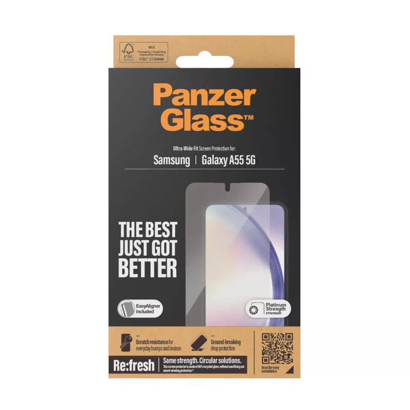 PanzerGlass ® Screen Protector Samsung Galaxy A55 5G | Ultra-Wide Fit w. EasyAligner