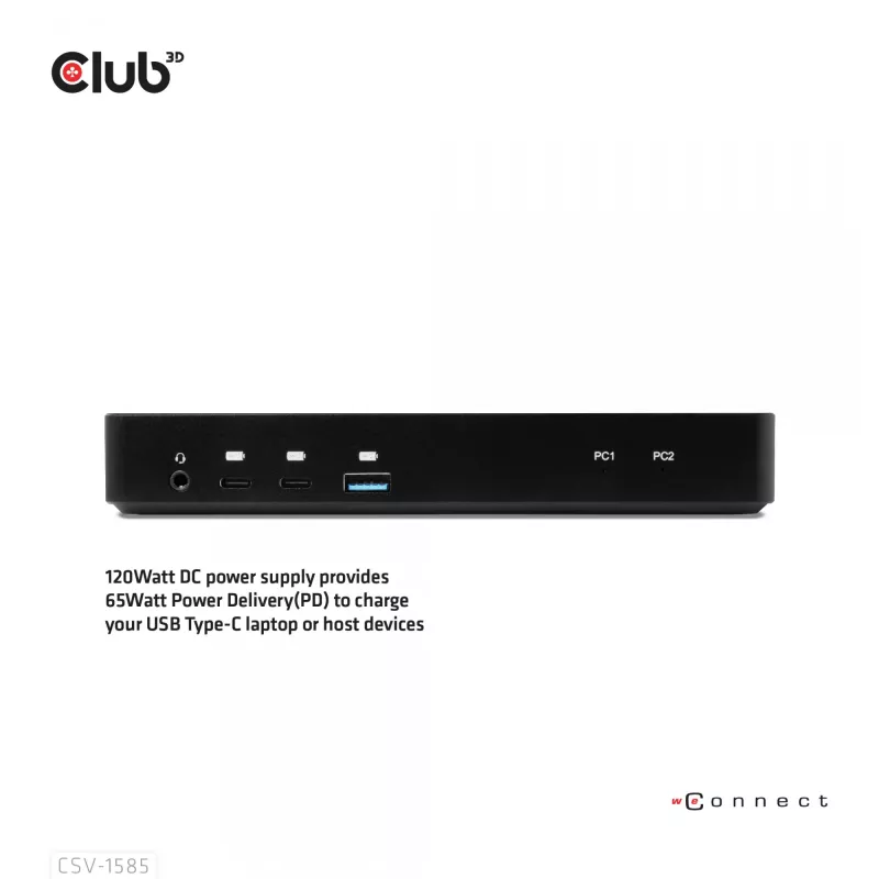 CLUB3D DisplayPort/HDMI KVM Switch/Dock 4K60Hz For USB Type-C inputs