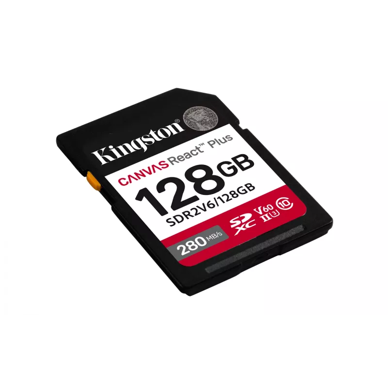 Kingston Technology 128GB Canvas React Plus SDXC UHS-II 280R/100W U3 V60 for Full HD/4K