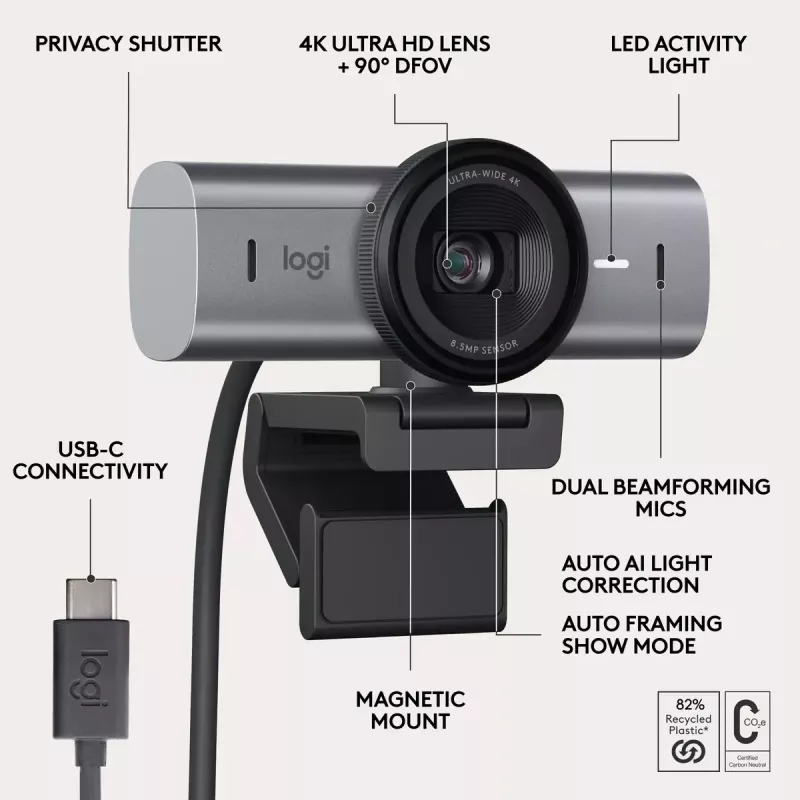 Webcam Logitech MX Brio 705 8.5 MP 4K Ultra HD USB 3.2