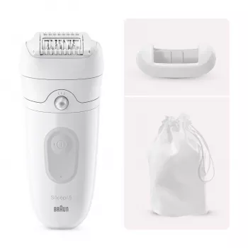 Epilator Braun Silk-épil 5 5-011 — battery, MicroGrip tweezers, Wet & Dry, massage, white