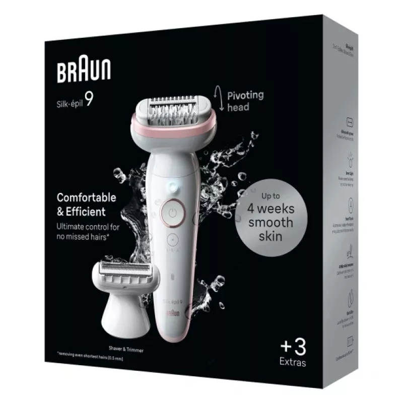 Braun Silk-epil 9 9-030 epilator, 40 tweezers, white