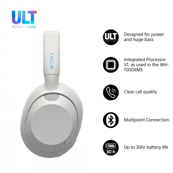 Headset Sony WH-ULT WEAR monaural, wired & Bluetooth 5.2, ANC, 50h playback (ANC off), USB-C charging, white