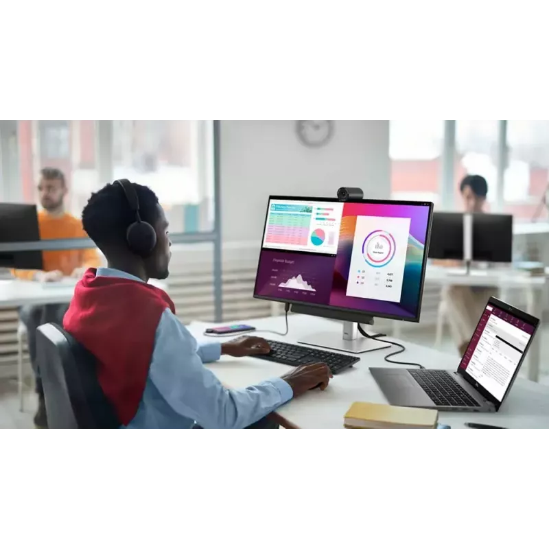 27 inch Dell P2725H IPS LCD monitor — Full HD 1920x1080, 100 Hz, 8 ms, 300 cd/m², USB 3.2 hub, HDMI, VESA, height-adjustable, black