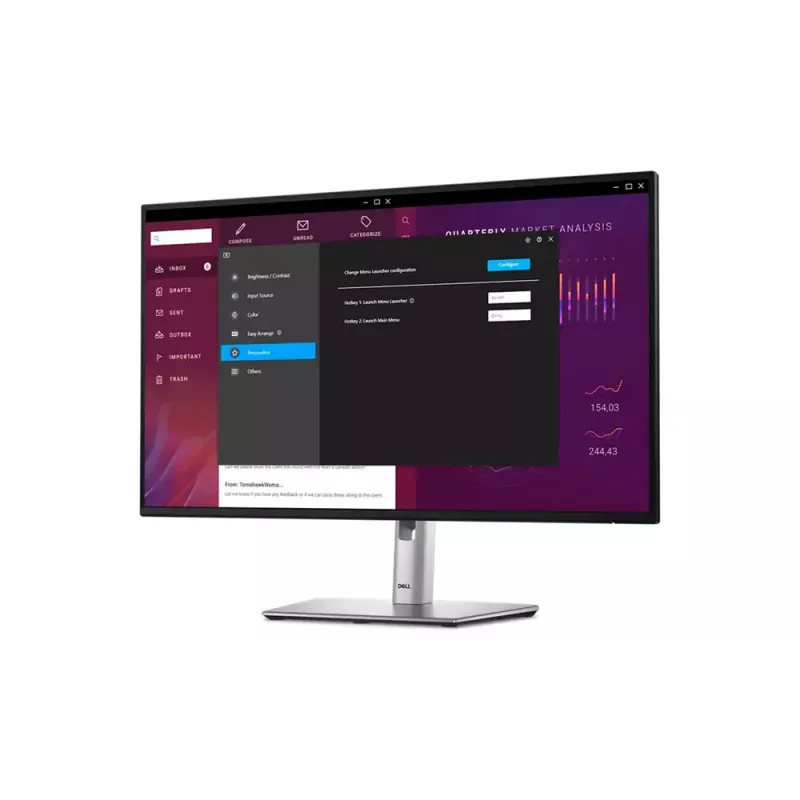 27 inch Dell P2725H IPS LCD monitor — Full HD 1920x1080, 100 Hz, 8 ms, 300 cd/m², USB 3.2 hub, HDMI, VESA, height-adjustable, black
