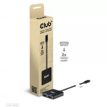 CLUB3D USB-C® Hub to Dual HDMI™ 4K60Hz M/F+PD3.0 100 Watt
