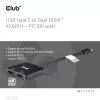 CLUB3D USB-C® Hub to Dual HDMI™ 4K60Hz M/F+PD3.0 100 Watt
