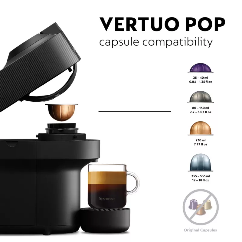 De'Longhi Nespresso Vertuo Pop ENV90.B coffee machine, Liquorice Black