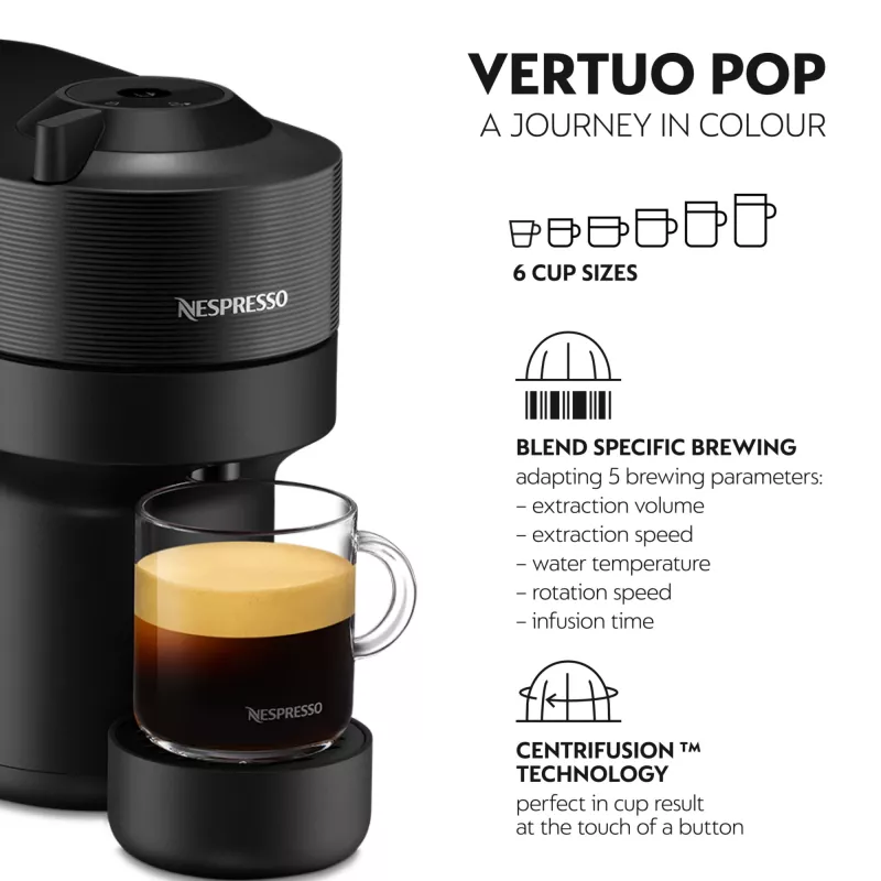 De'Longhi Nespresso Vertuo Pop ENV90.B coffee machine, Liquorice Black