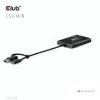 Video splitter Club 3D CSV-1478 USB Type-C (with USB-A adapter) to dual DisplayPort 4K60Hz, Black
