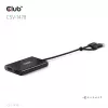 Video splitter Club 3D CSV-1478 USB Type-C (with USB-A adapter) to dual DisplayPort 4K60Hz, Black