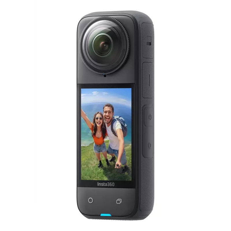 Action camera Insta360 X4 — 72 MP, 8K (7680×3840) CMOS, 1/2 inch sensor, built-in display, Wi‑Fi, 120 fps, MicroSD, 602 g, black
