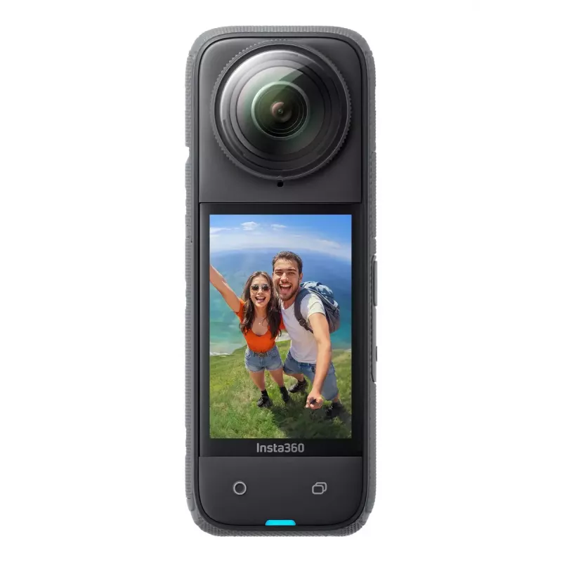 Action camera Insta360 X4 — 72 MP, 8K (7680×3840) CMOS, 1/2 inch sensor, built-in display, Wi‑Fi, 120 fps, MicroSD, 602 g, black