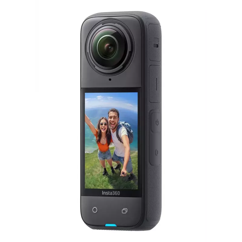 Action camera Insta360 X4 — 72 MP, 8K (7680×3840) CMOS, 1/2 inch sensor, built-in display, Wi‑Fi, 120 fps, MicroSD, 602 g, black