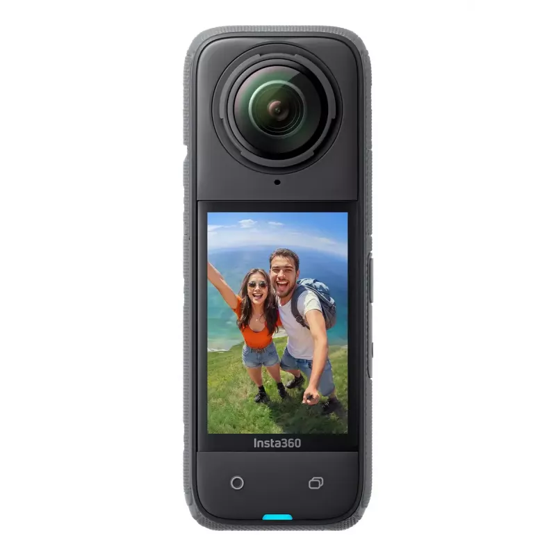 Action camera Insta360 X4 — 72 MP, 8K (7680×3840) CMOS, 1/2 inch sensor, built-in display, Wi‑Fi, 120 fps, MicroSD, 602 g, black