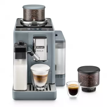 Espresso machine De’Longhi Rivelia EXAM440.55.g — fully automatic, 1.4 L water tank, 250 g grinder, 19 bar, TFT touch display