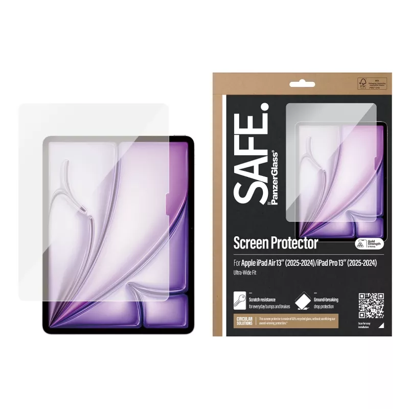 PanzerGlass SAFE. by ® Screen Protector iPad Air 13'' (2024-2026) |iPad Pro 13'' (2024-2025) | Ultra-Wide Fit