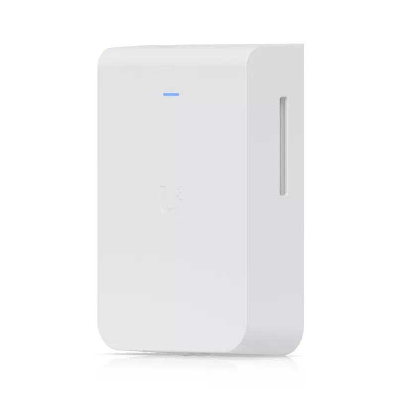 Access Point UBIQUITI U7 Pro Wall — Wall-mounted Wi‑Fi 6 AP, 2.4/5/6 GHz, 6 spatial streams, 2500 Mbps LAN, PoE (44–57 V), indoor, white
