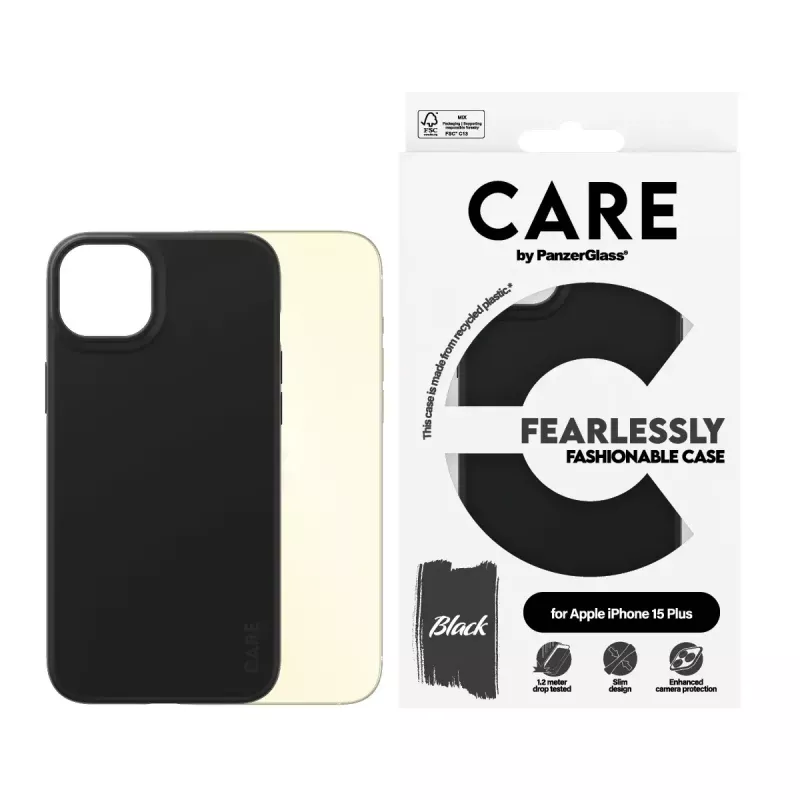 Cover PanzerGlass CARE by Fashionable Case Black iPhone 15 Plus Transparent