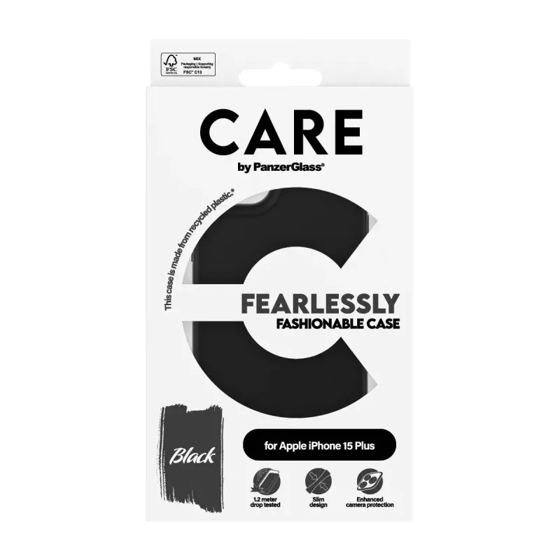 Cover PanzerGlass CARE by Fashionable Case Black iPhone 15 Plus Transparent