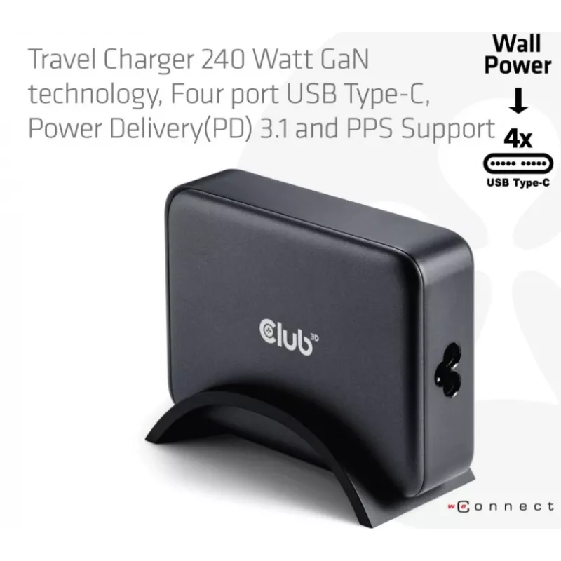 Mobile Device Charger CLUB3D CAC-1918 Universal Black AC 4 USB Type-C Ports