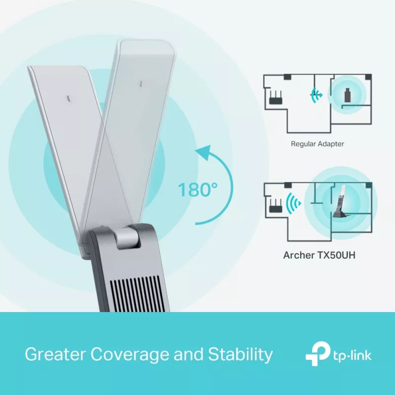 Wireless USB Adapter TP-Link Archer AX3000 (Archer TX50UH) – Dual-band Wi‑Fi 6, USB 3.2 Gen1, up to 3000 Mbps, internal antenna, Windows 11