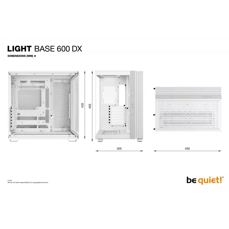 be quiet! Light Base 600 DX BGW66 Midi Tower PC case, ATX/micro-ATX/Mini-ITX, tempered glass side panel, ARGB, USB-C, White