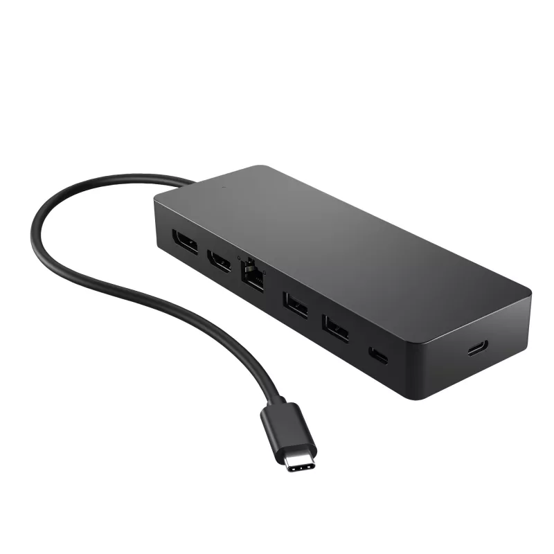 HP Universal USB-C Multiport Hub, Wired, USB 3.2 Gen 2 (3.1 Gen 2) Type-C, 10,100,1000 Mbit/s, Black, Black, 4K Ultra HD
