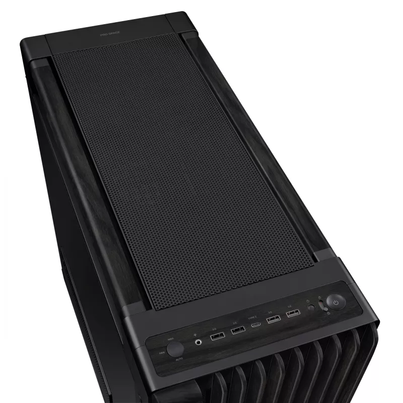 PC Case ASUS ProArt PA602 Wood Edition Midi Tower Black — Wood, ATX/EATX support, Tempered glass, 4×3.5 inch / 8×2.5 inch, GPU up to 450 mm