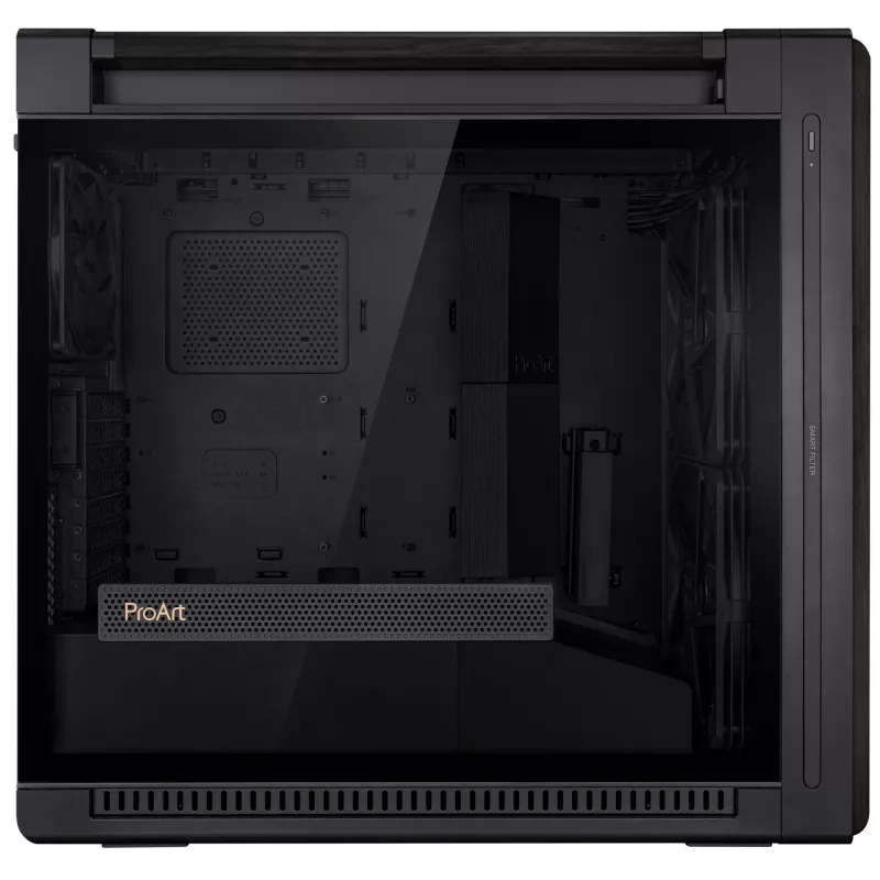 PC Case ASUS ProArt PA602 Wood Edition Midi Tower Black — Wood, ATX/EATX support, Tempered glass, 4×3.5 inch / 8×2.5 inch, GPU up to 450 mm