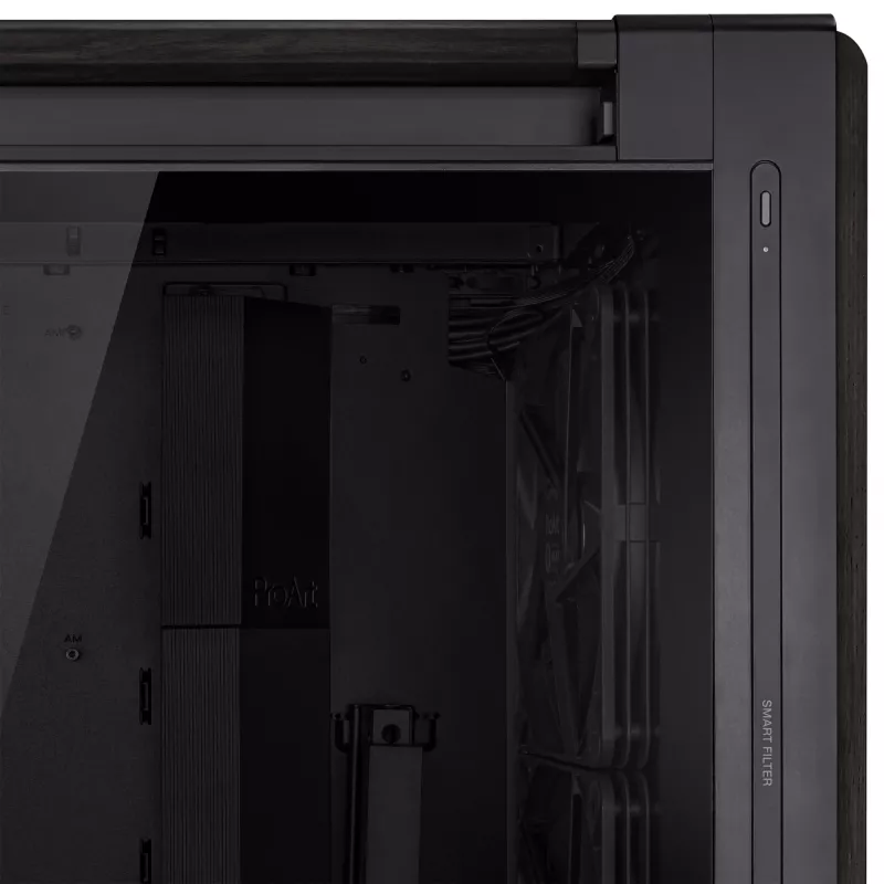 PC Case ASUS ProArt PA602 Wood Edition Midi Tower Black — Wood, ATX/EATX support, Tempered glass, 4×3.5 inch / 8×2.5 inch, GPU up to 450 mm