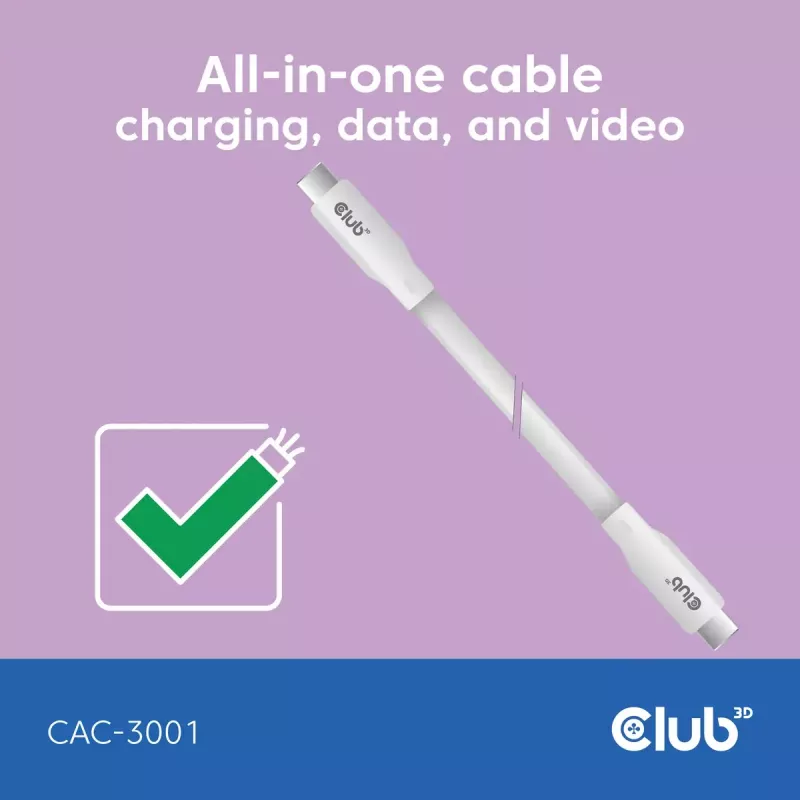 USB C cable CLUB3D CAC-3001 2m USB4 Gen 3x2 white
