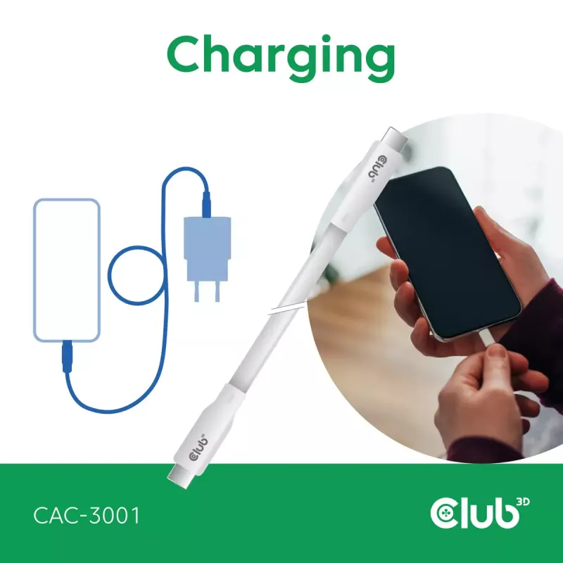 USB C cable CLUB3D CAC-3001 2m USB4 Gen 3x2 white