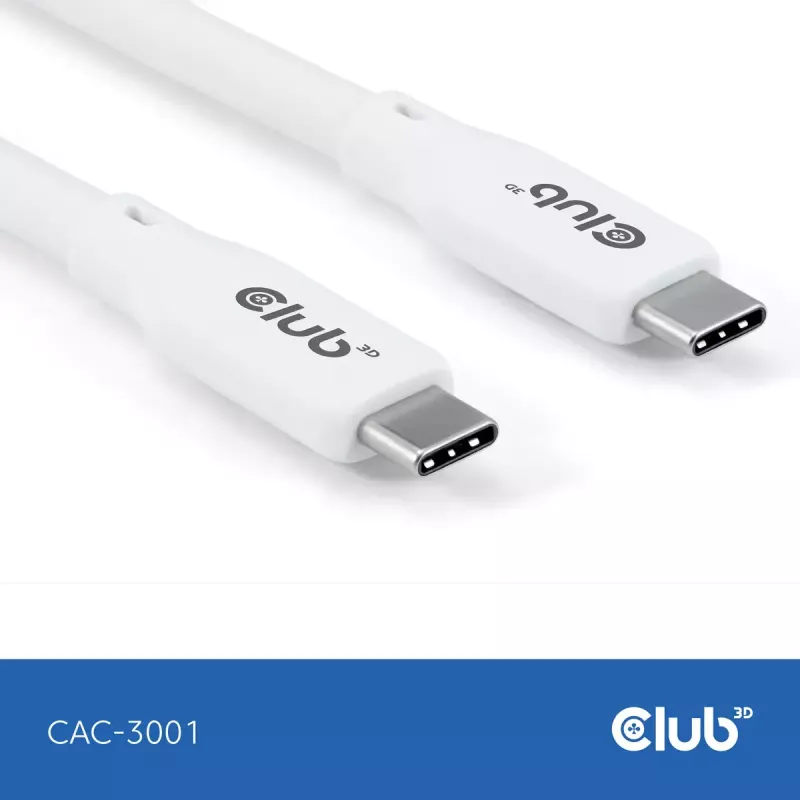 USB C cable CLUB3D CAC-3001 2m USB4 Gen 3x2 white