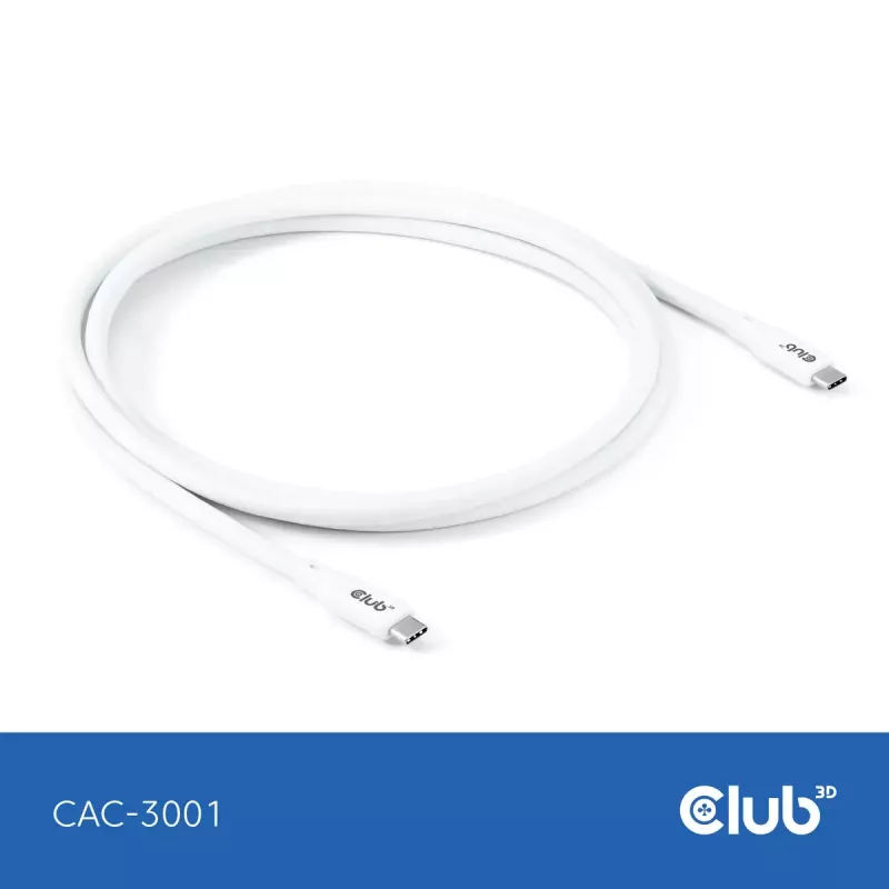USB C cable CLUB3D CAC-3001 2m USB4 Gen 3x2 white