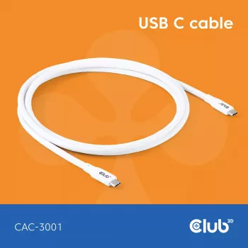 USB C cable CLUB3D CAC-3001 2m USB4 Gen 3x2 white